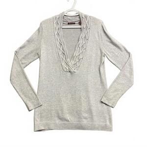 Vintage Y2K 525 America Womens Grey Shaker Knit Sweater with Cable Detail Size M